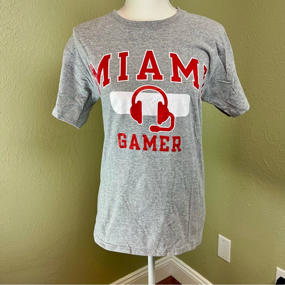 CHAMPION Miami University Gamer Shirt Grey Red and White Size Small